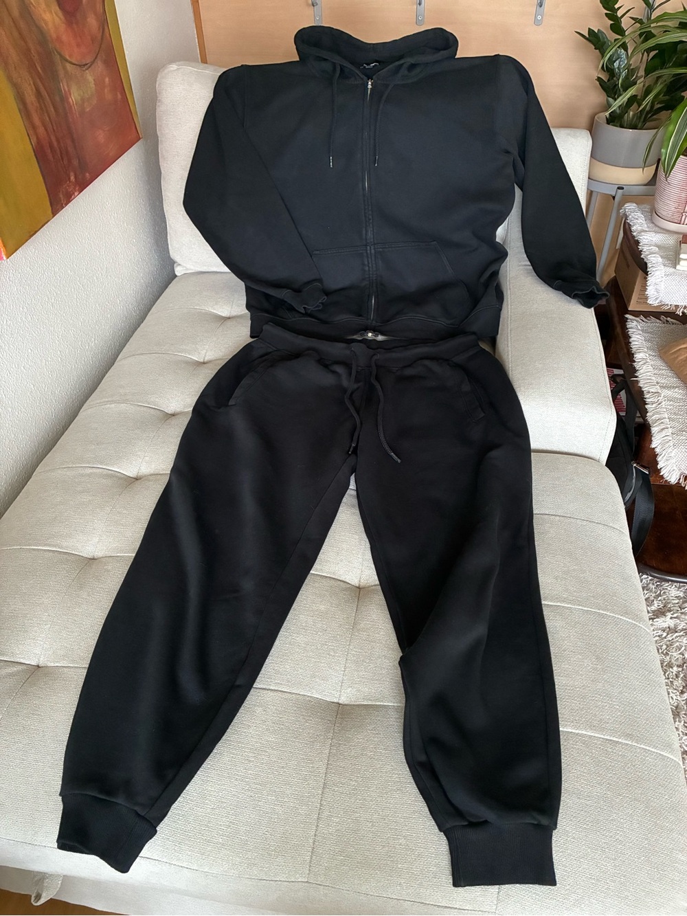 Fashion Nova Black Zip Hoodie & Jogger Set